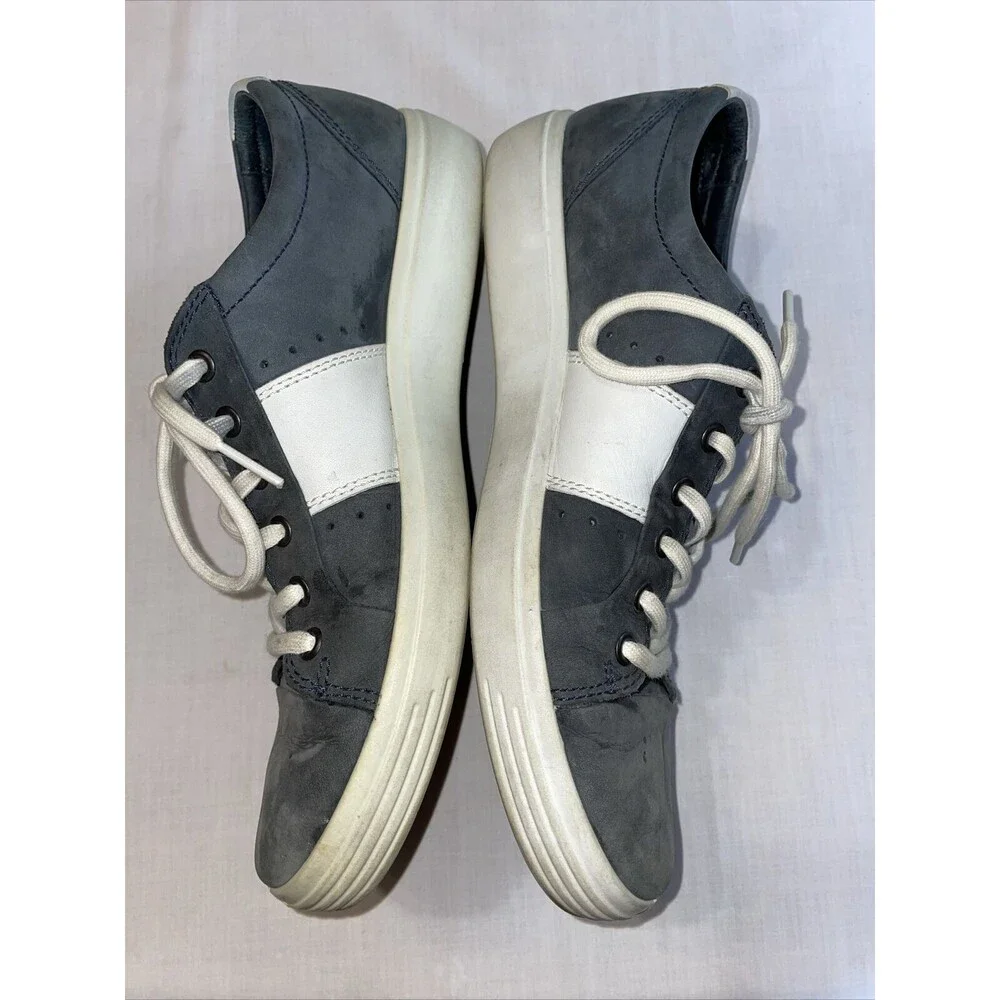 Ecco Casual Sneakers Mens Size 42 U.S. 8 M Gray Slate Leather Lace Up Grip Sole